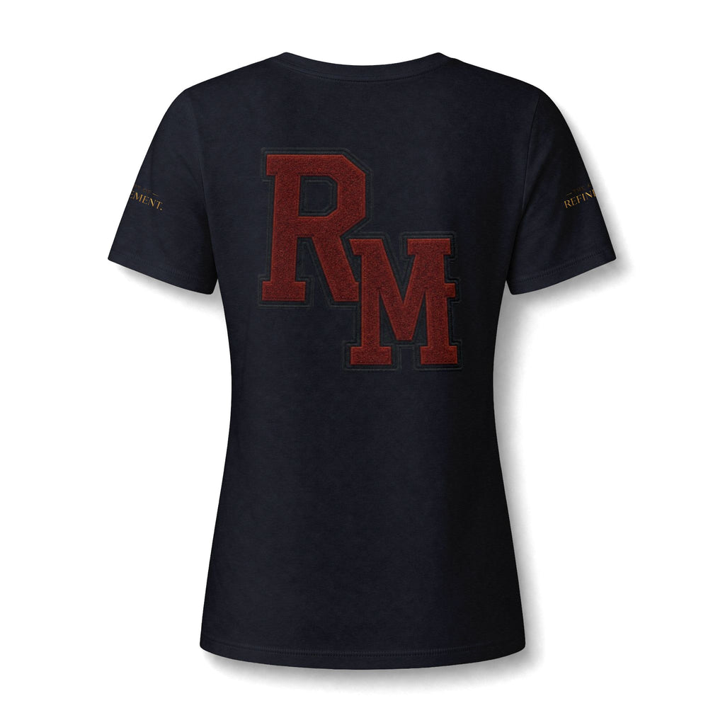 Women's V-Neck Tee — 'RM House of Reumar' Collegiate Graphic