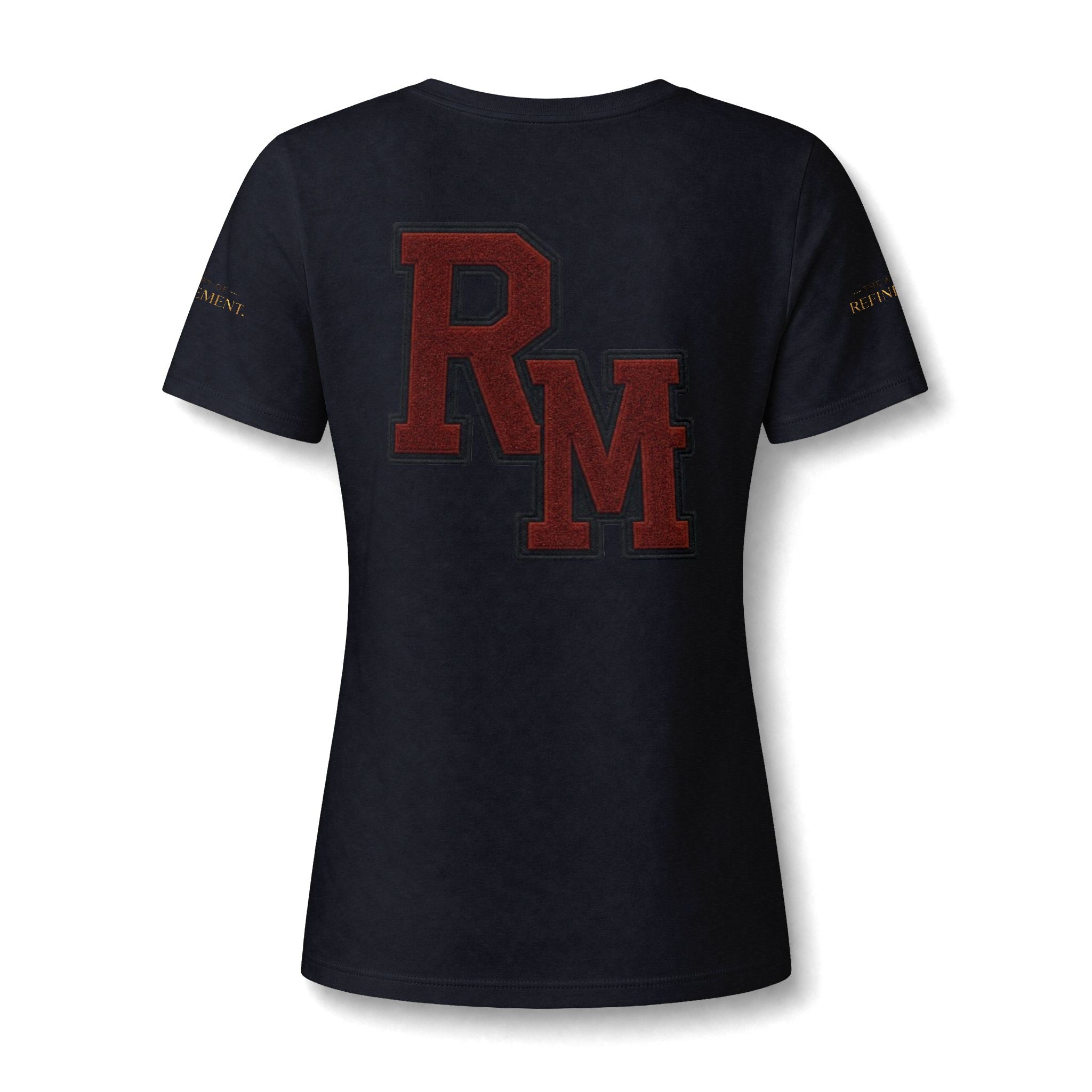 Women's V-Neck Tee — 'RM House of Reumar' Collegiate Graphic