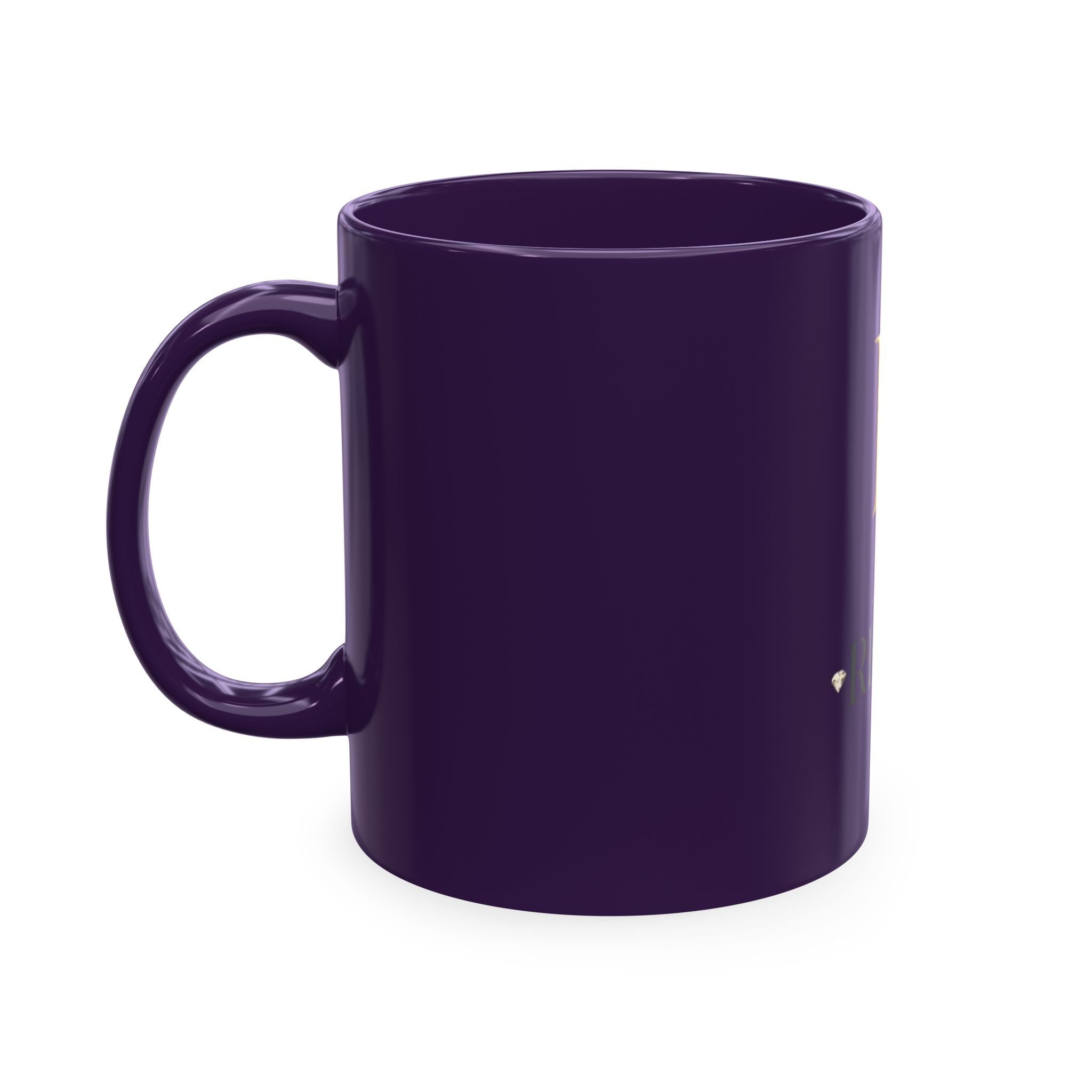 House of Reumar Beige Ceramic Mug — Gold Monogram Coffee Cup