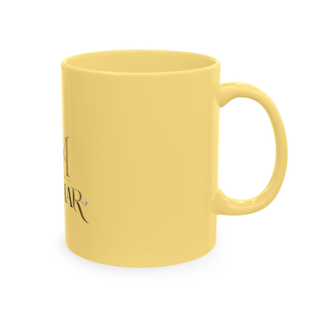 House of Reumar Beige Ceramic Mug — Gold Monogram Coffee Cup