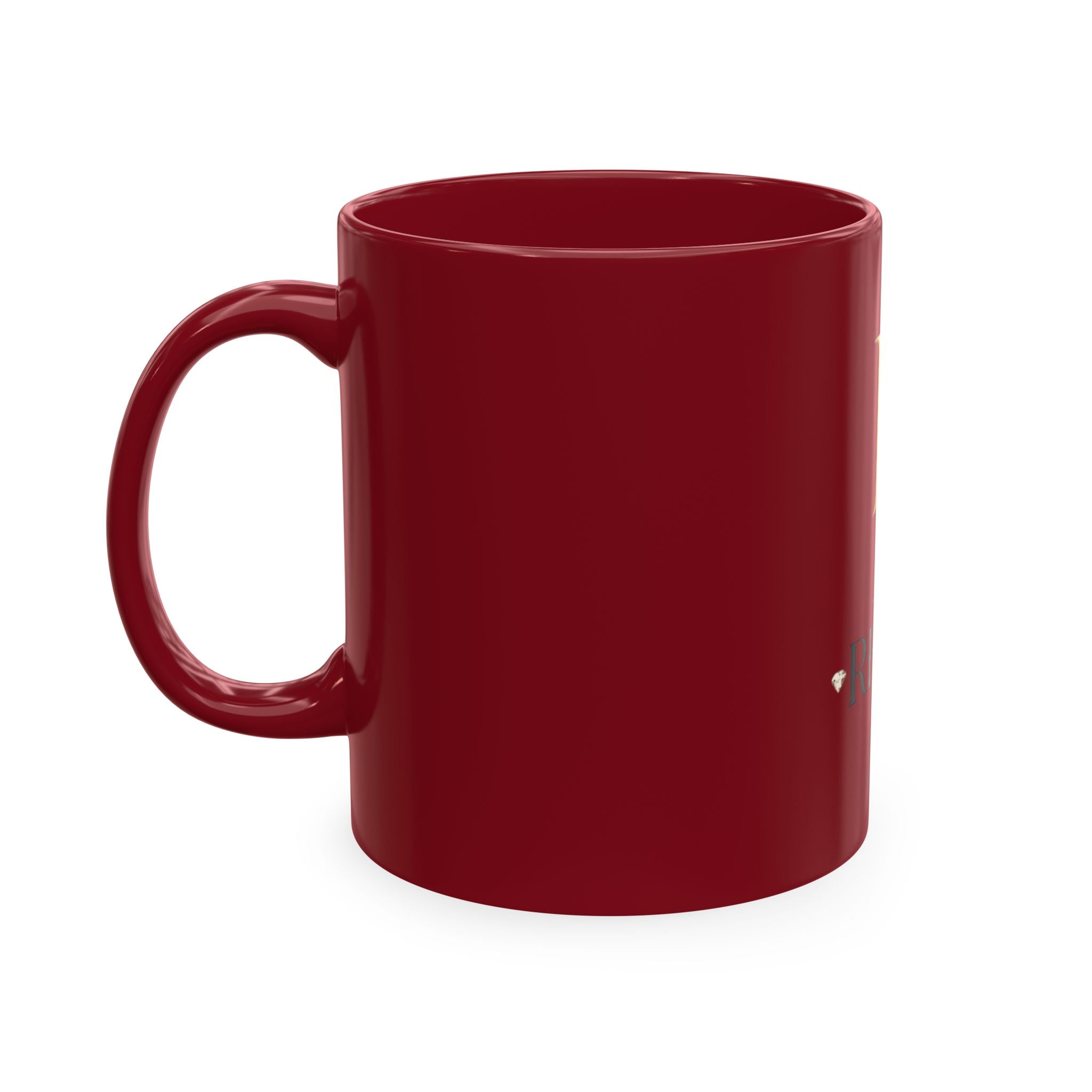 House of Reumar Beige Ceramic Mug — Gold Monogram Coffee Cup