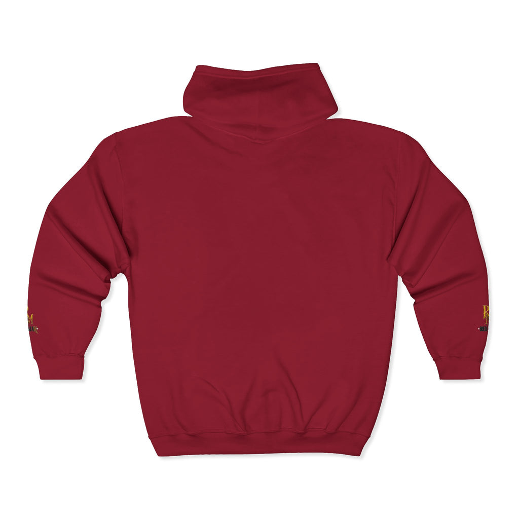 Full-Zip White Hoodie with Gold 'RM' Minimalist Logo