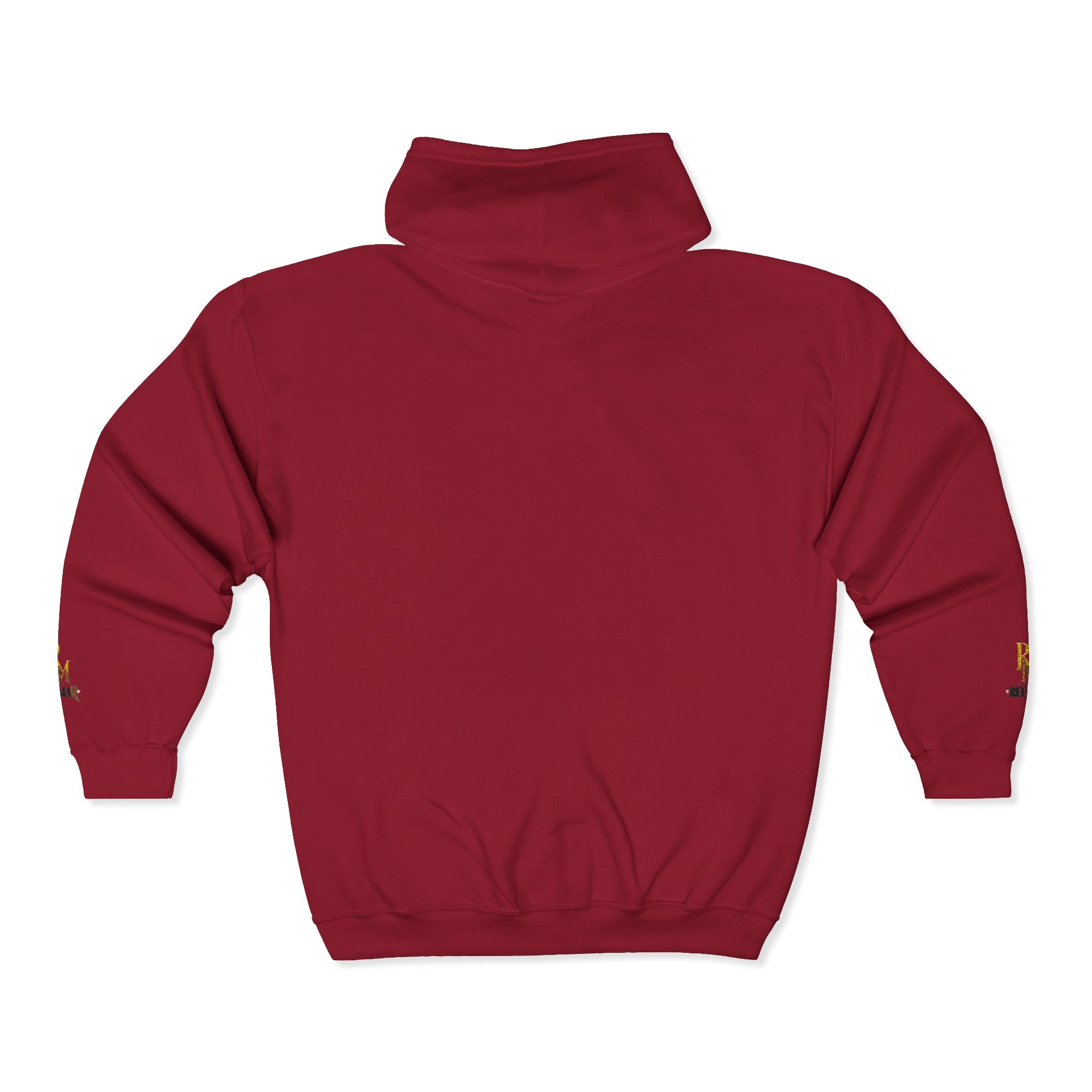 Full-Zip White Hoodie with Gold 'RM' Minimalist Logo