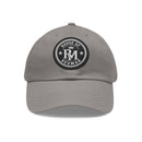 Embroidered Leather Patch Dad Hat — Reumar Monogram Baseball Cap