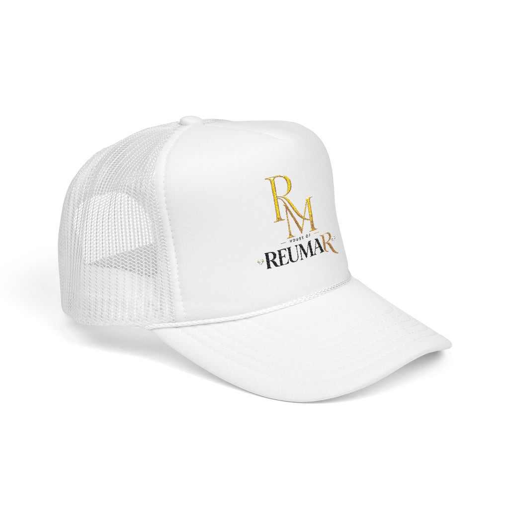 Reumar Gold Monogram Trucker Hat - Mesh Foam Baseball Cap