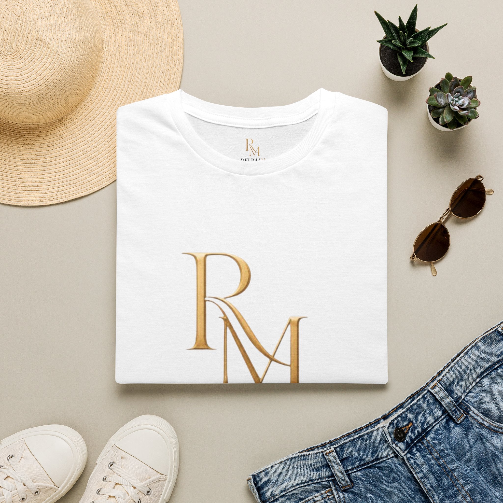 Monogram RM Gold Tee — Elegant Initials T-Shirt