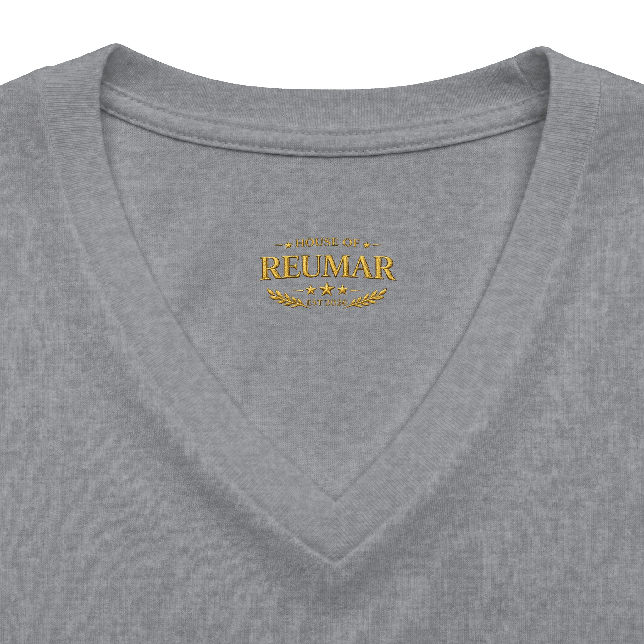 Women's V-Neck Tee — 'Reumar' Gold Monogram Logo