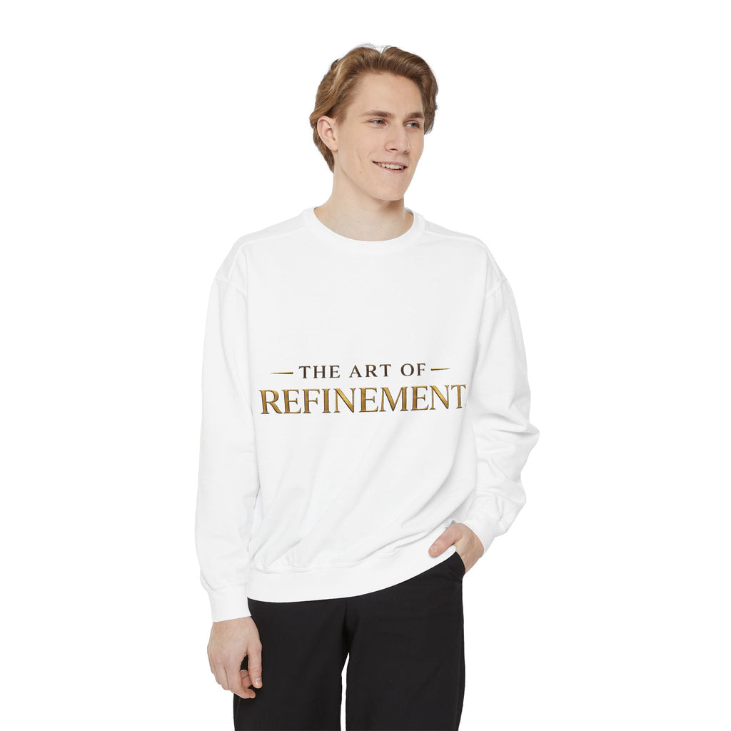 Refinement Logo Sweatshirt — "The Art of Refinement" Garment-Dyed Crewneck
