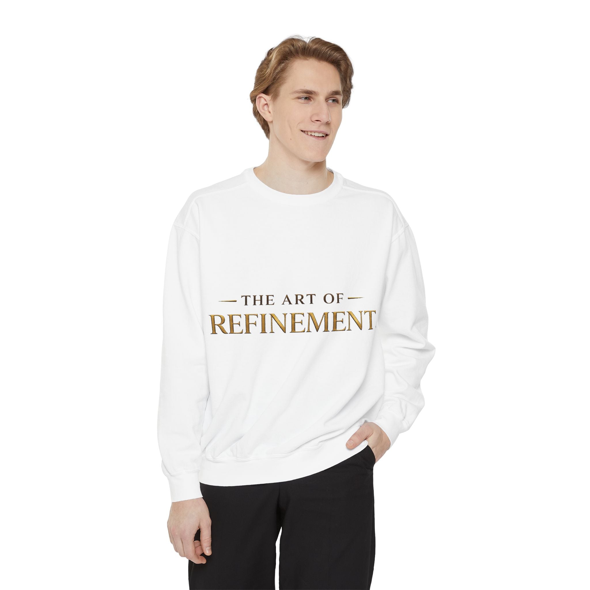 Refinement Logo Sweatshirt — "The Art of Refinement" Garment-Dyed Crewneck