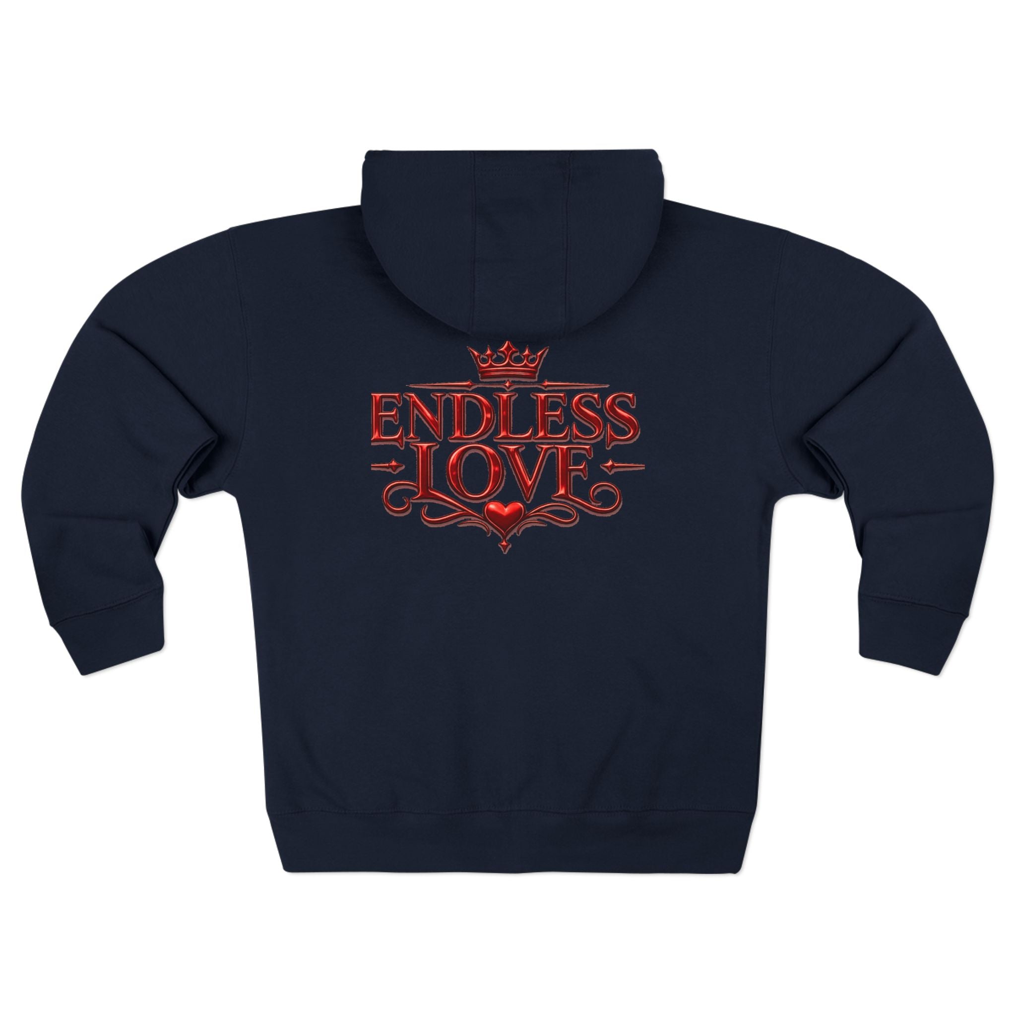 Endless Love Zip Hoodie - Romantic Crown Graphic Couples Pullover