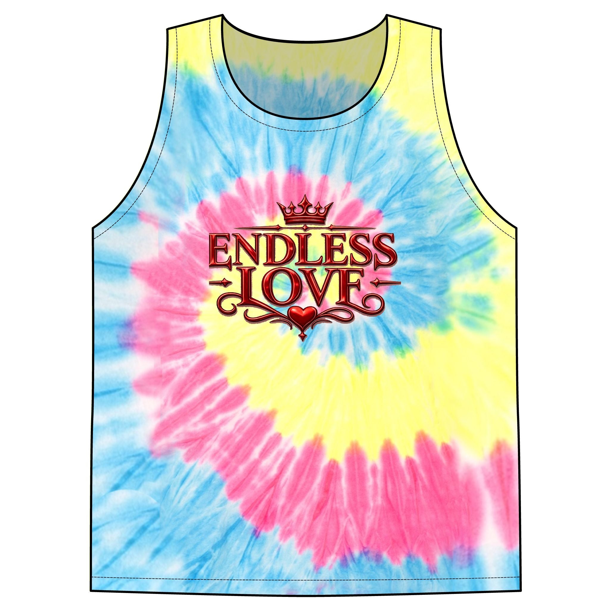 Tie-Dye Tank Top — "Endless Love" Graphic Spiral Vest