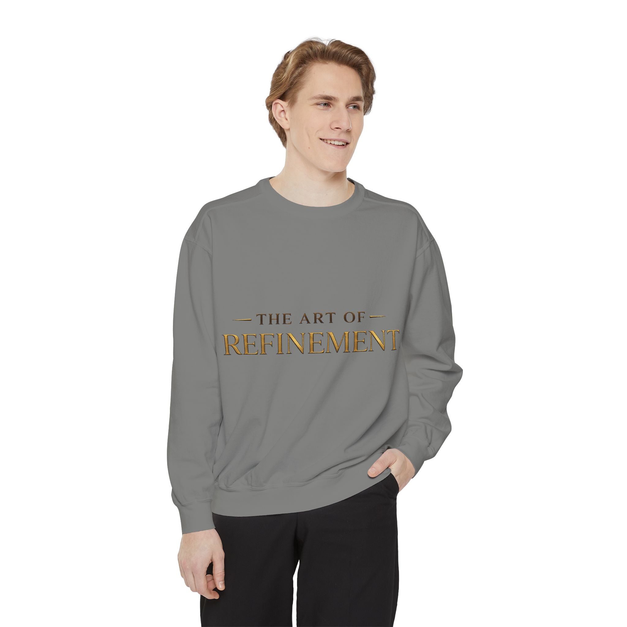 Refinement Logo Sweatshirt — "The Art of Refinement" Garment-Dyed Crewneck