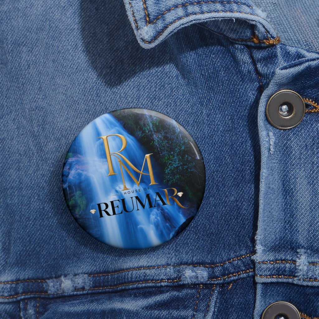 Reumar Waterfall Logo Pin Button — Custom Round Branded Badge