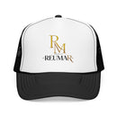 Reumar Gold Monogram Trucker Hat - Mesh Foam Baseball Cap
