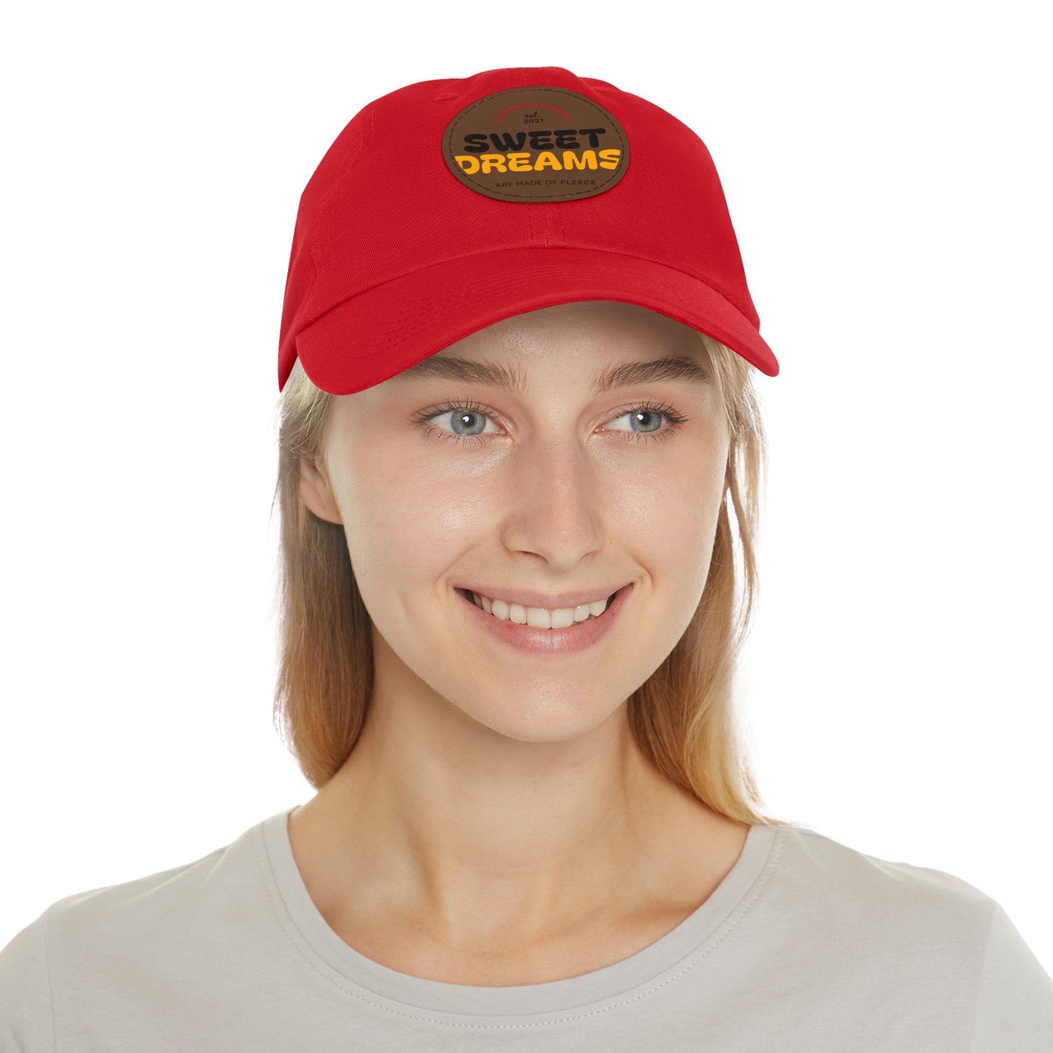 Dad Hat — Leather Patch 'Dreams' Embroidered Baseball Cap