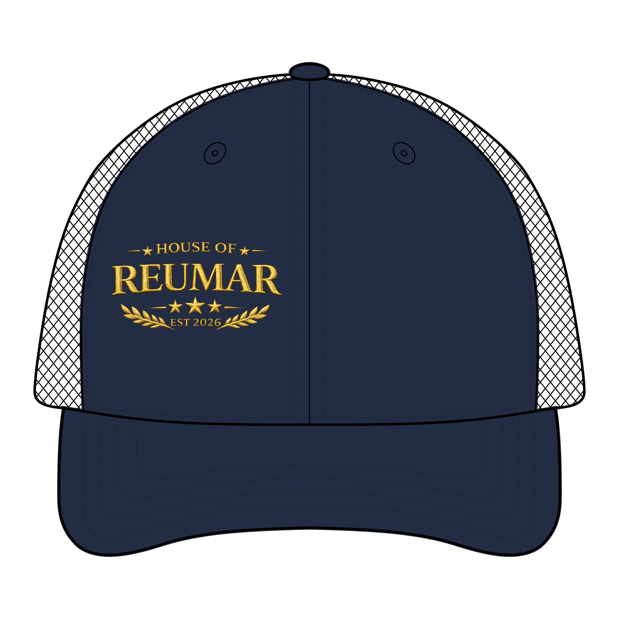 Trucker Hat — "House of Reumar" Embroidered Low Profile Mesh Cap