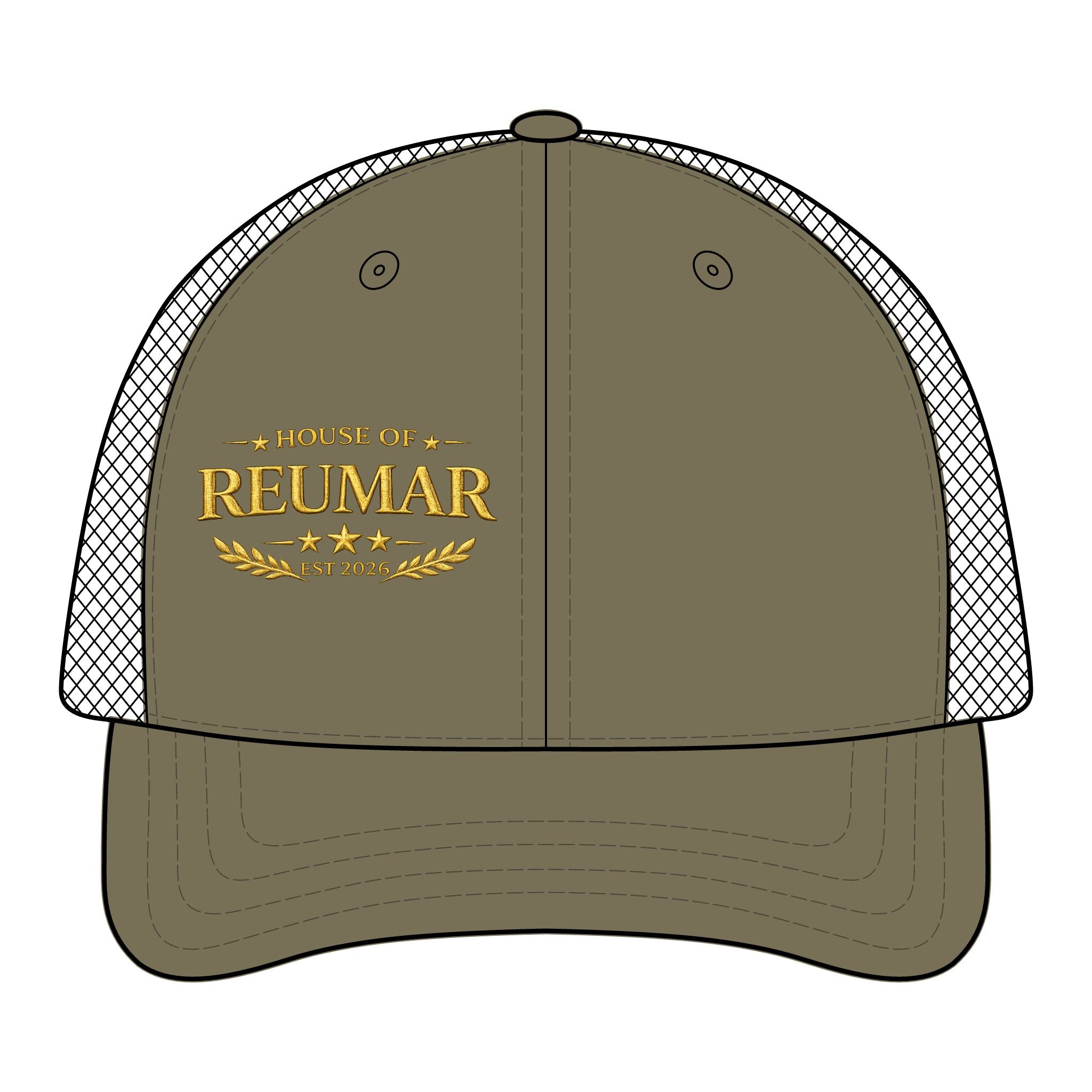 Trucker Hat — "House of Reumar" Embroidered Low Profile Mesh Cap