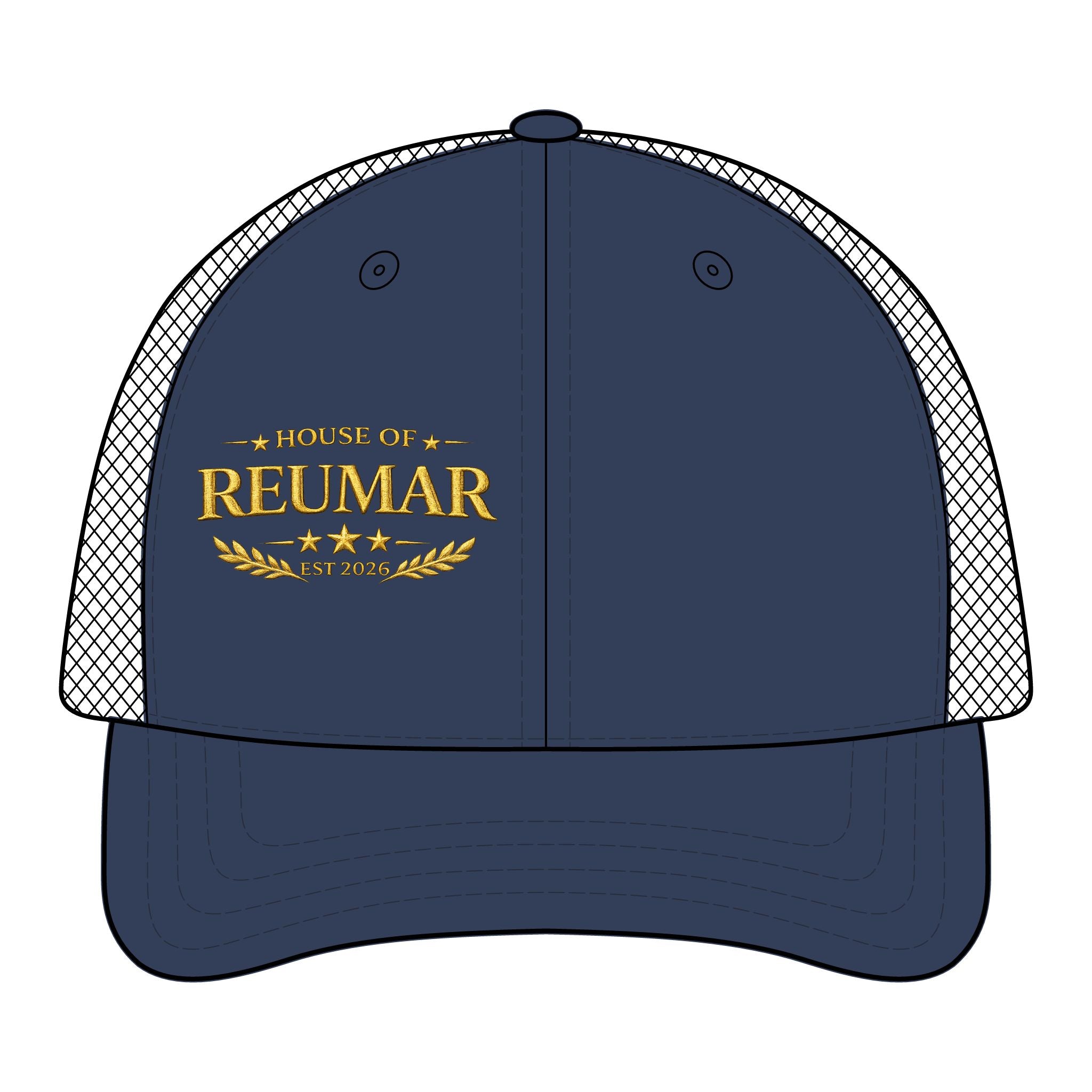 Trucker Hat — "House of Reumar" Embroidered Low Profile Mesh Cap