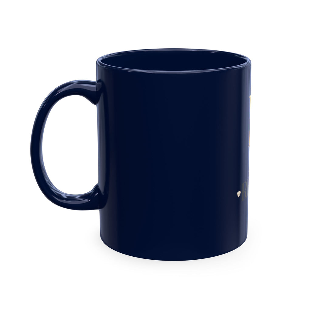 House of Reumar Beige Ceramic Mug — Gold Monogram Coffee Cup