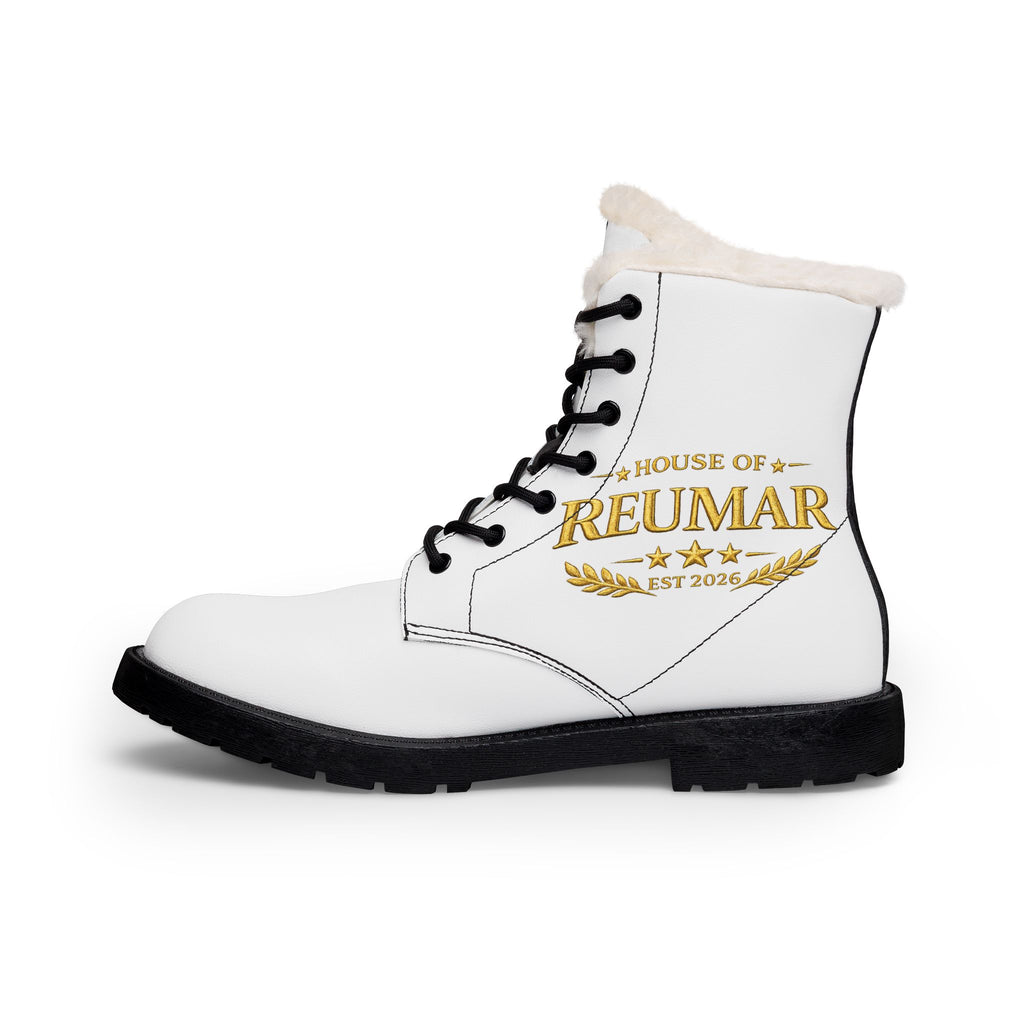 Fur-Lined Leather Boots – "House of Reumar" Embroidered Winter Combat Boots