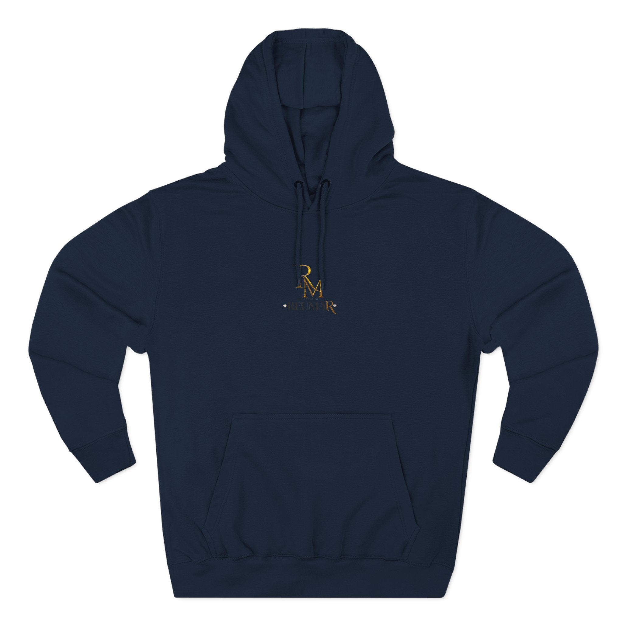 Minimalist Gold Monogram Hoodie — 'RM' Chest Logo Fleece Pullover