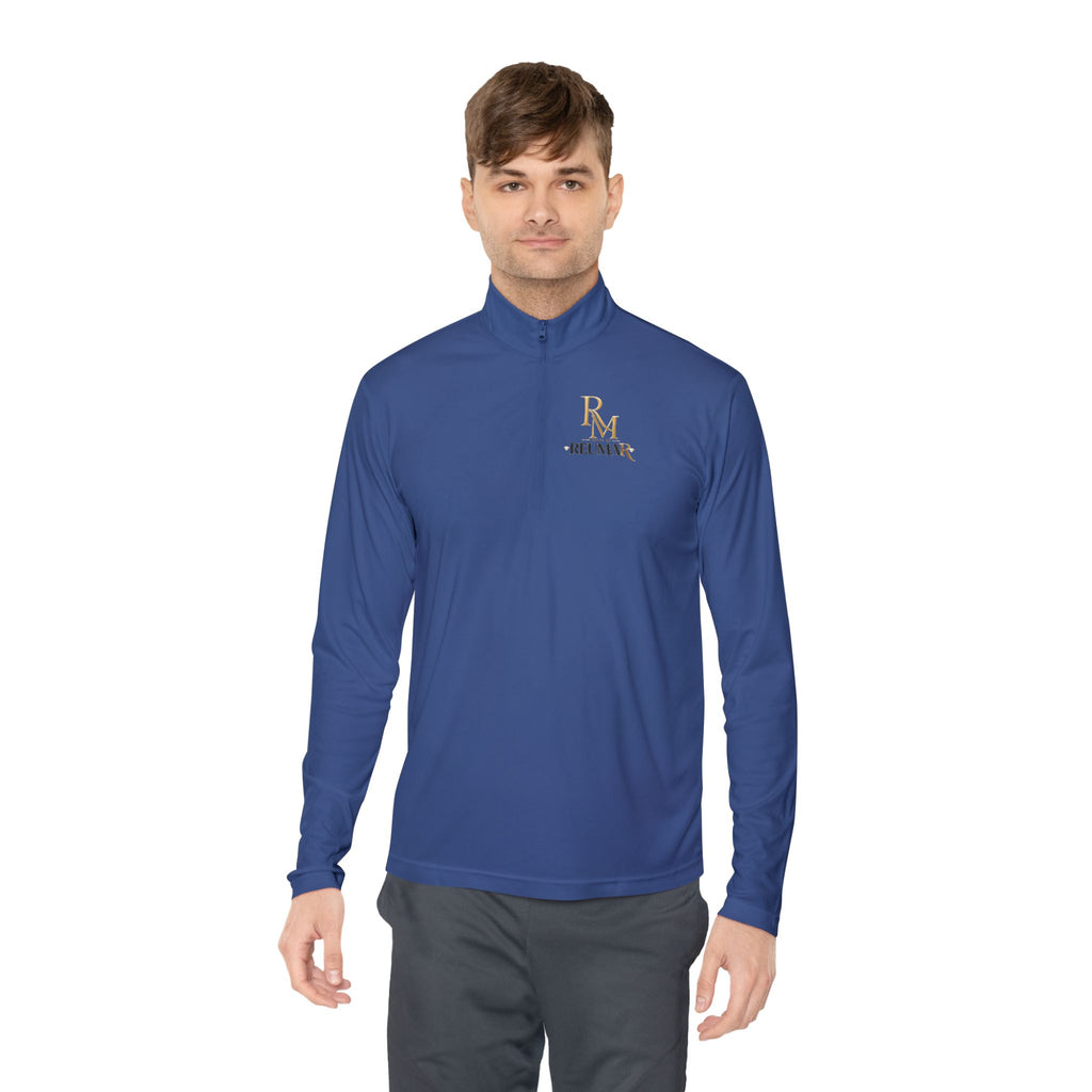 Quarter-Zip Pullover — Gold 'RM Reumar' Logo Embroidered Sweatshirt