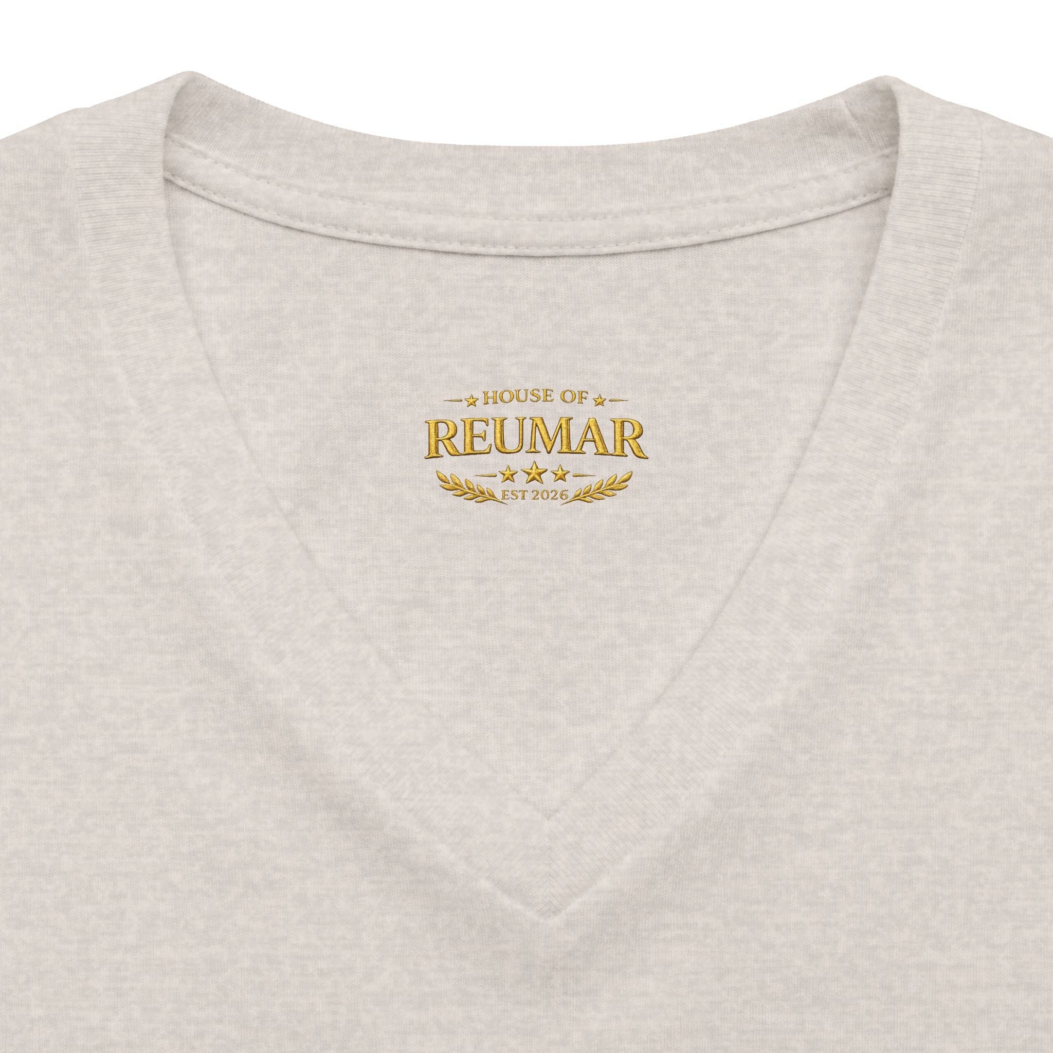 Women's V-Neck Tee — 'Reumar' Gold Monogram Logo