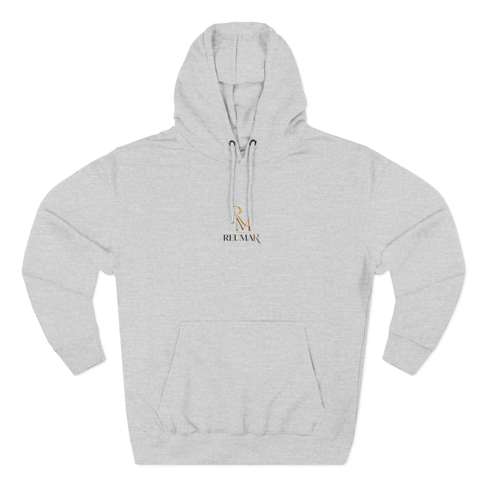 Minimalist Gold Monogram Hoodie — 'RM' Chest Logo Fleece Pullover