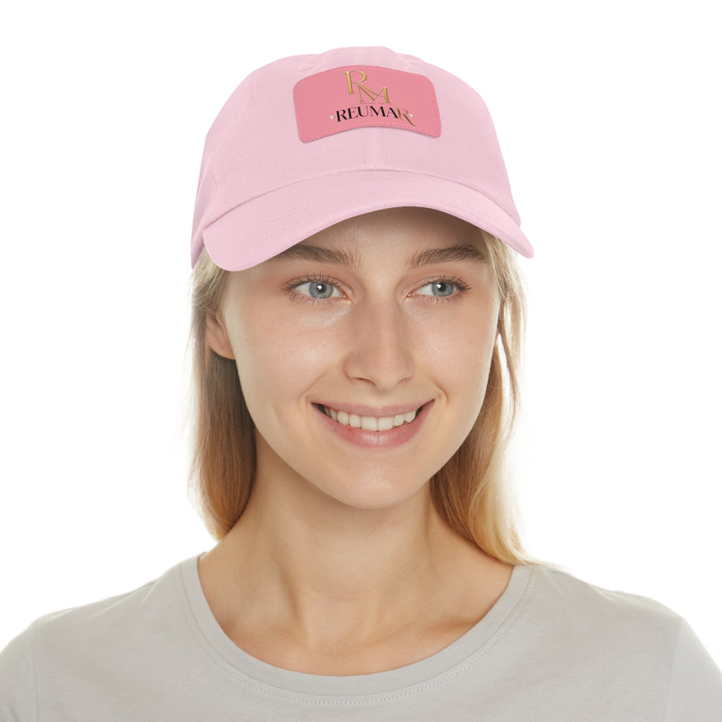 Reumar Pink Leather Patch Dad Hat