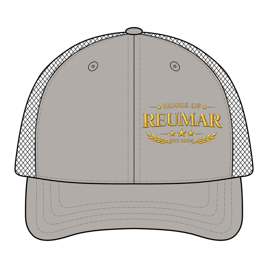 Reumar Embroidered Mesh Trucker Hat — Classic Vintage Logo Cap
