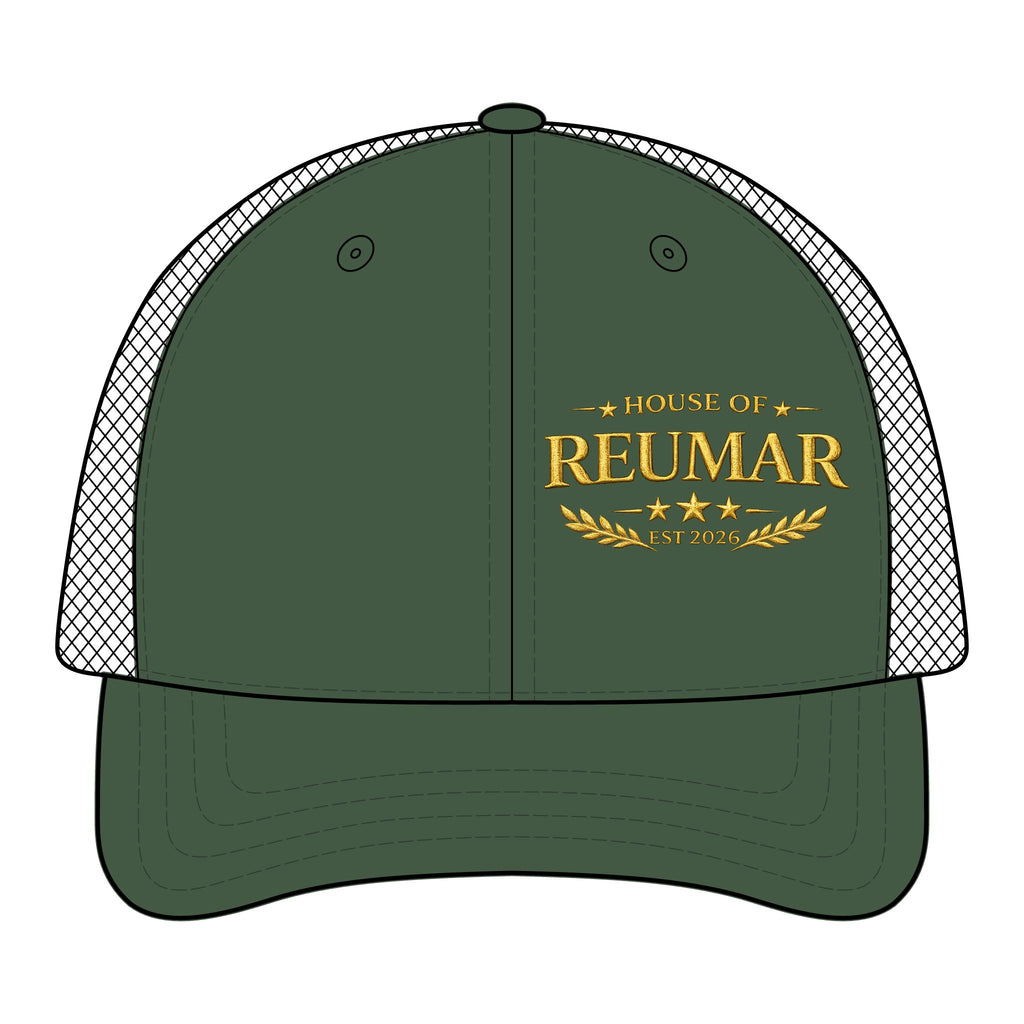 Reumar Embroidered Mesh Trucker Hat — Classic Vintage Logo Cap
