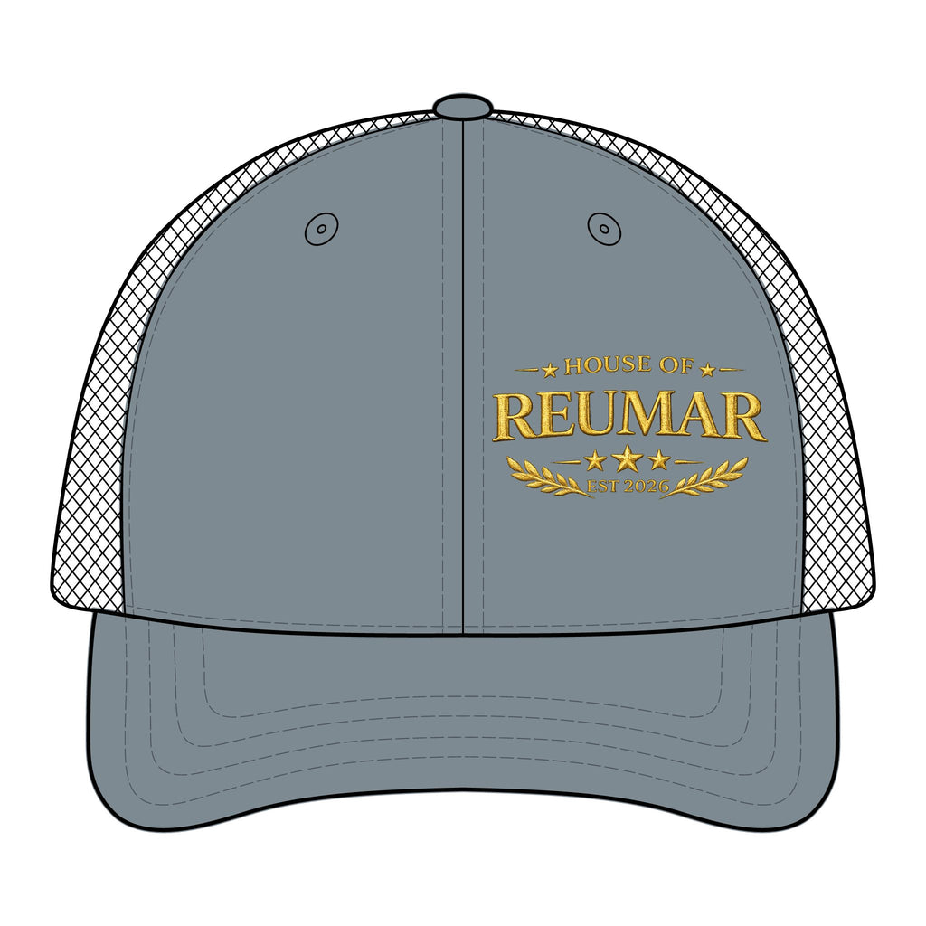Reumar Embroidered Mesh Trucker Hat — Classic Vintage Logo Cap
