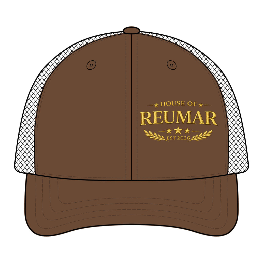 Reumar Embroidered Mesh Trucker Hat — Classic Vintage Logo Cap