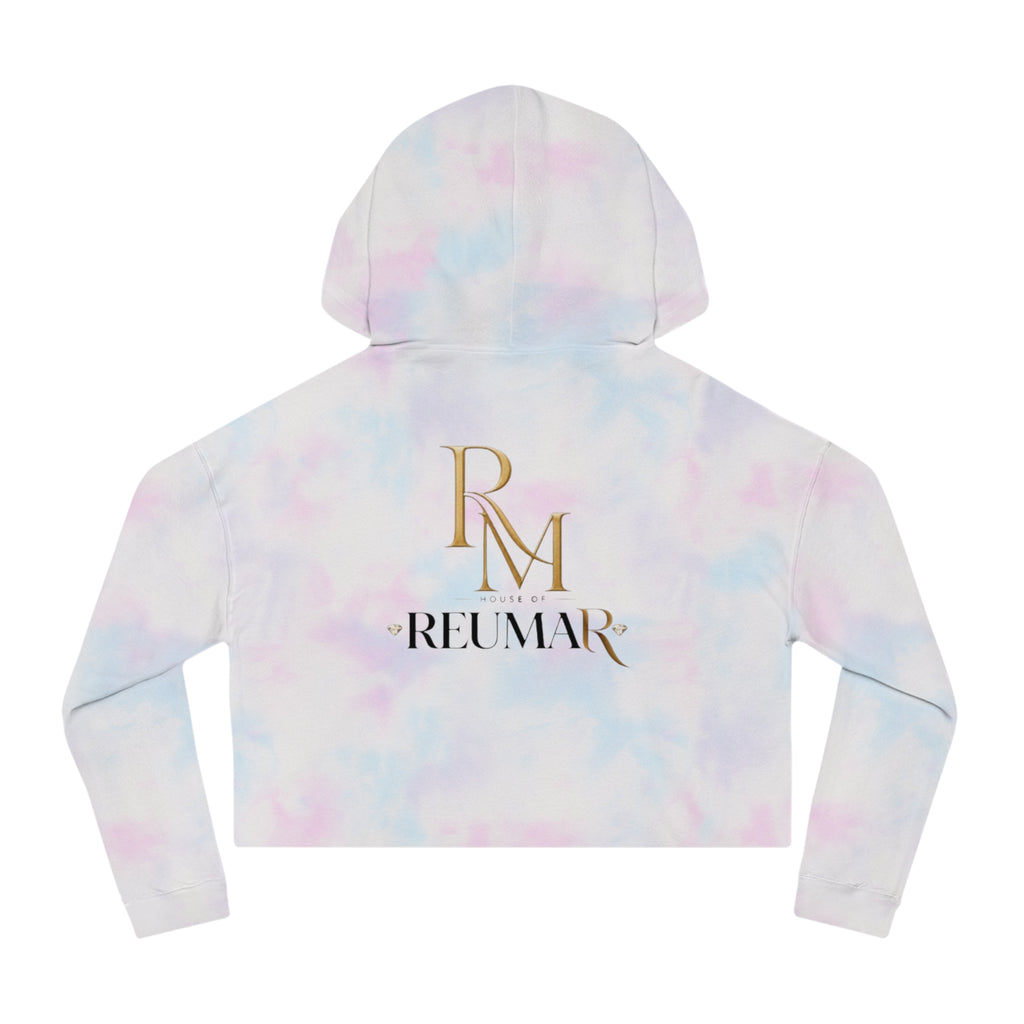 House of Reumar Cropped Hoodie — Women's Gold Monogram Logo Sweatshirt