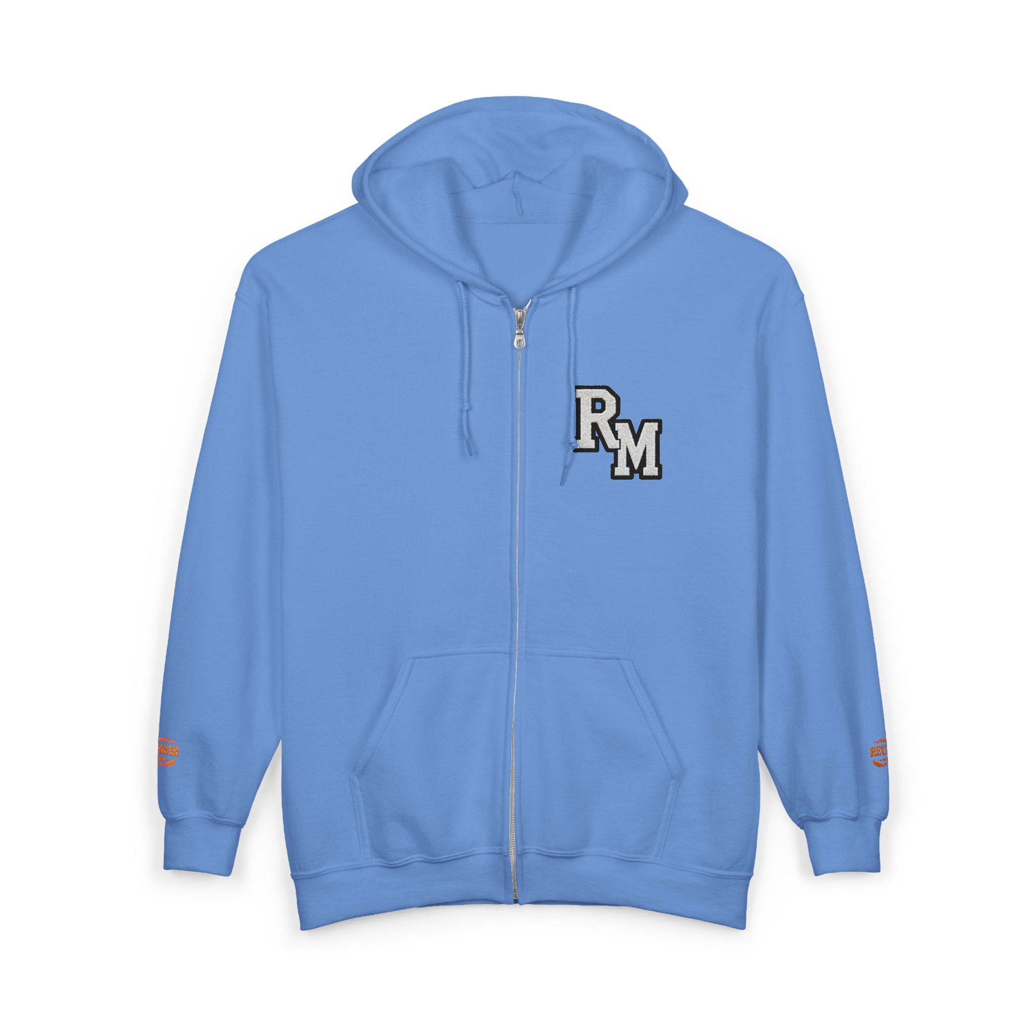 Gold Monogram RM Full-Zip Hoodie — Minimal Logo Zip Jacket