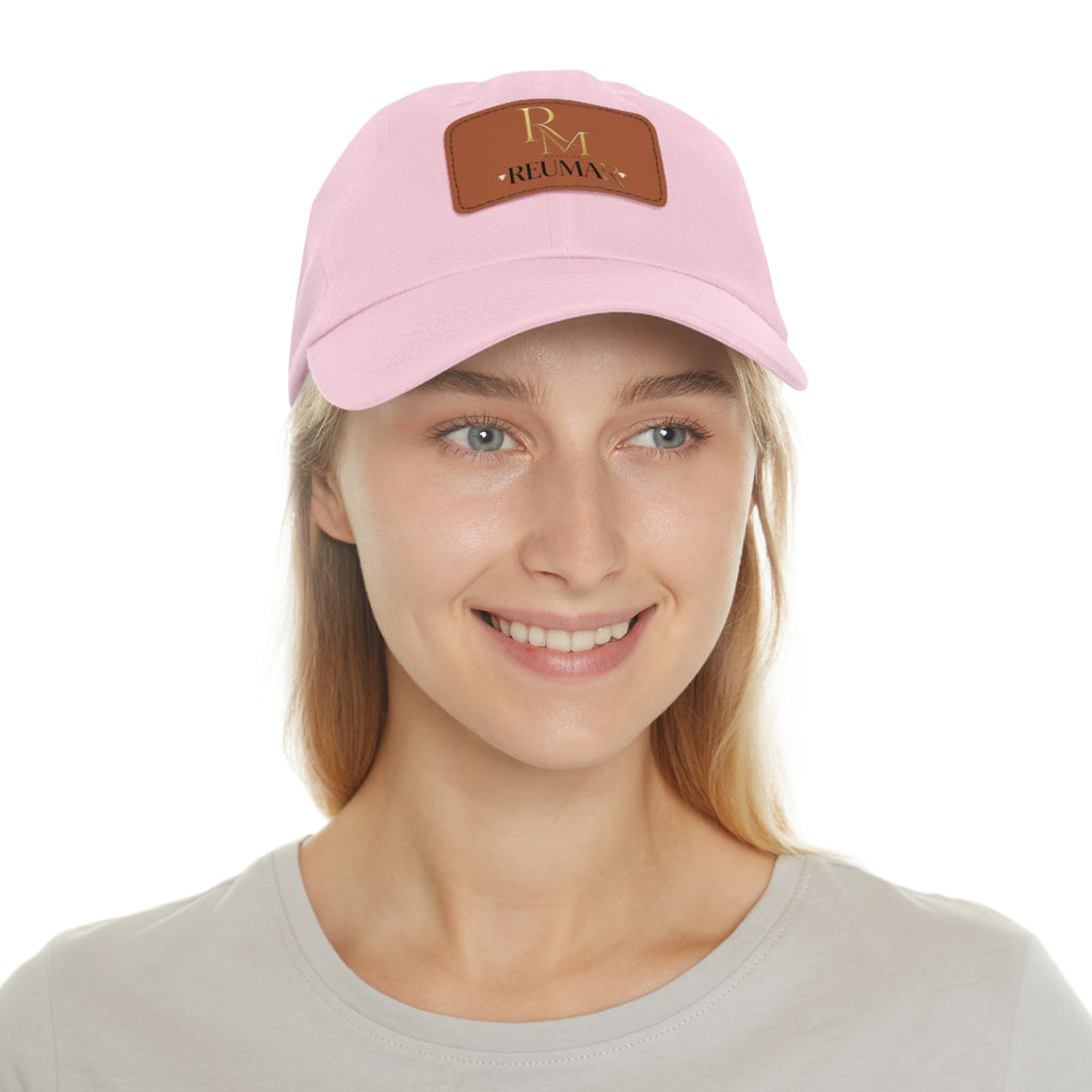 Reumar Pink Leather Patch Dad Hat