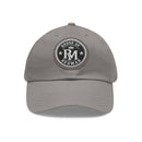 Embroidered Leather Patch Dad Hat — Reumar Monogram Baseball Cap