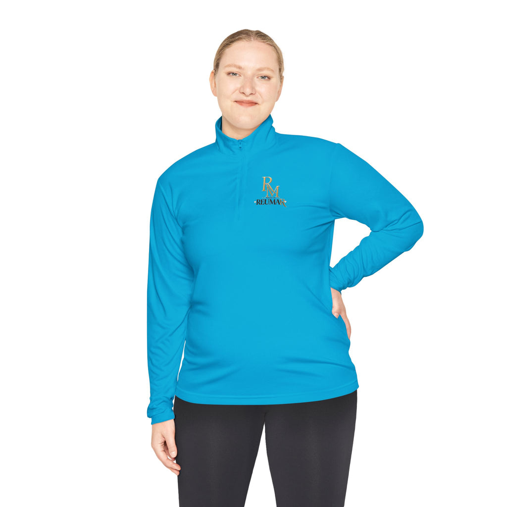 Quarter-Zip Pullover — Gold 'RM Reumar' Logo Embroidered Sweatshirt