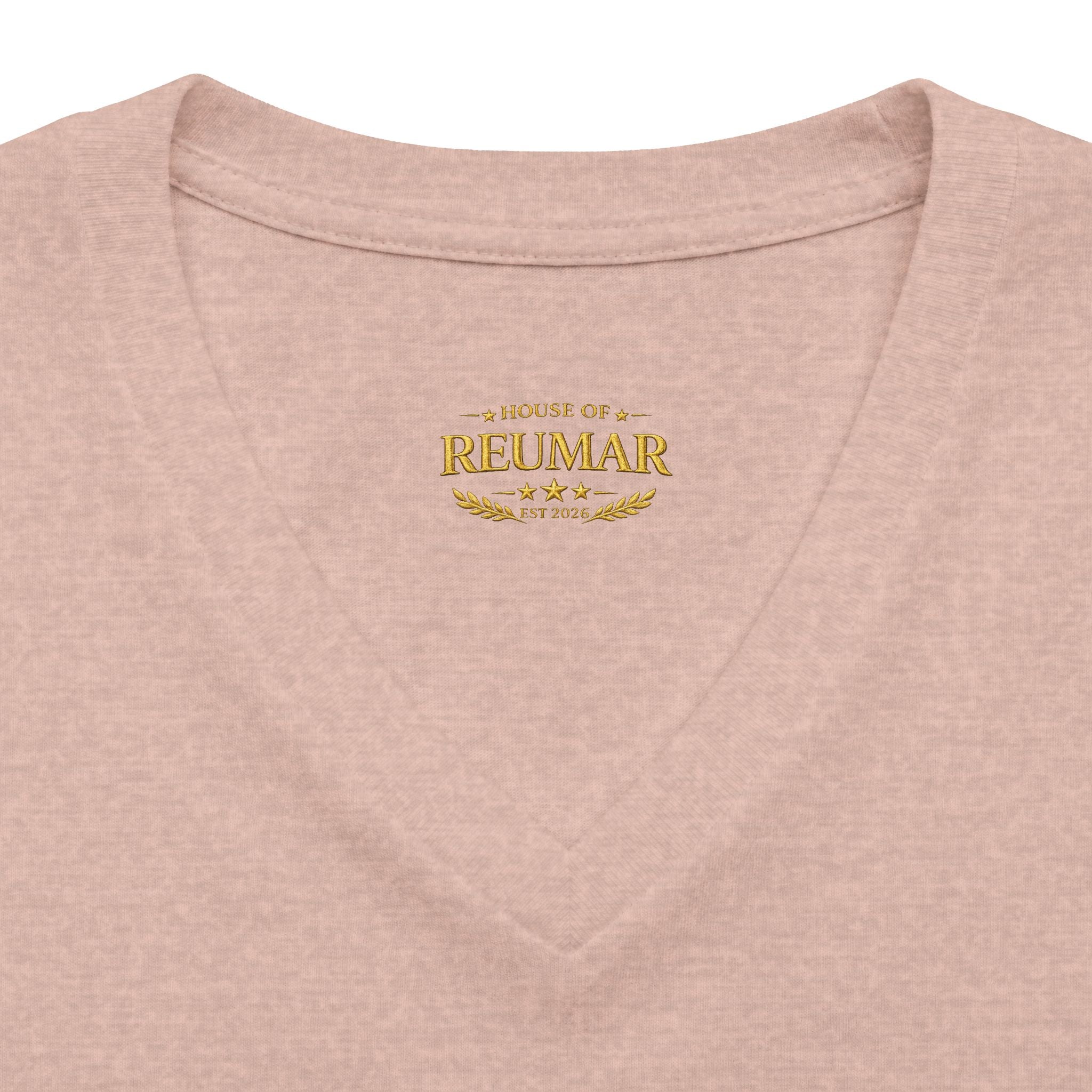 Women's V-Neck Tee — 'Reumar' Gold Monogram Logo