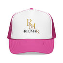 Reumar Gold Monogram Trucker Hat - Mesh Foam Baseball Cap
