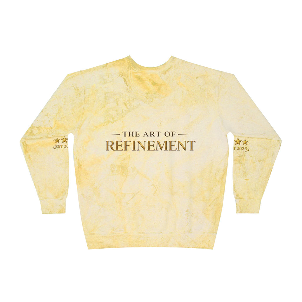 Refined Gold Tie-Dye Crewneck Sweatshirt — “REUMAR” / The Art of Refinement