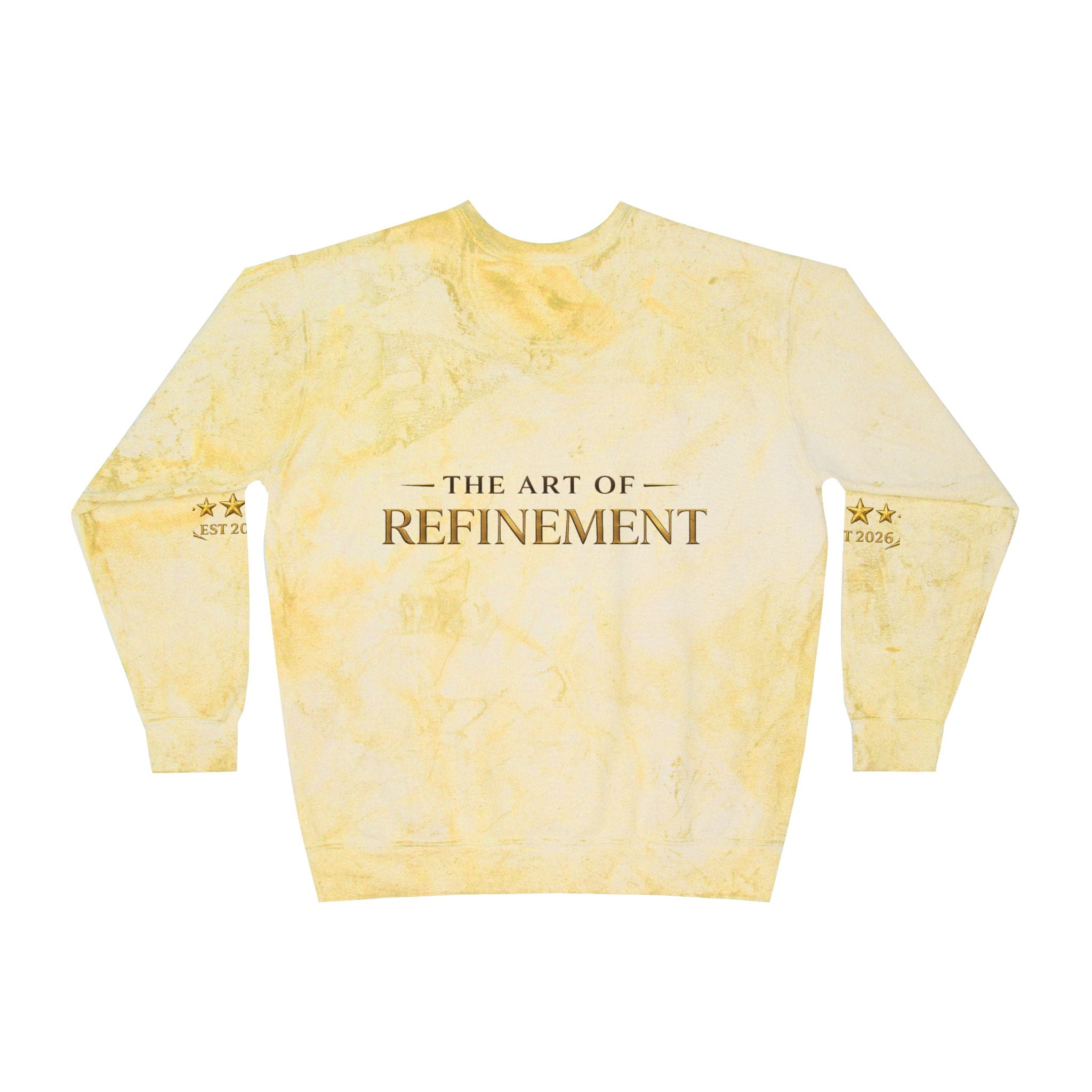 Refined Gold Tie-Dye Crewneck Sweatshirt — “REUMAR” / The Art of Refinement