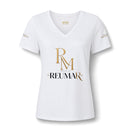 Women's V-Neck Tee — 'Reumar' Gold Monogram Logo