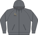 Women's Black Full‑Zip Hoodie with Gold RM Logo — Varsity Fleece Jacket