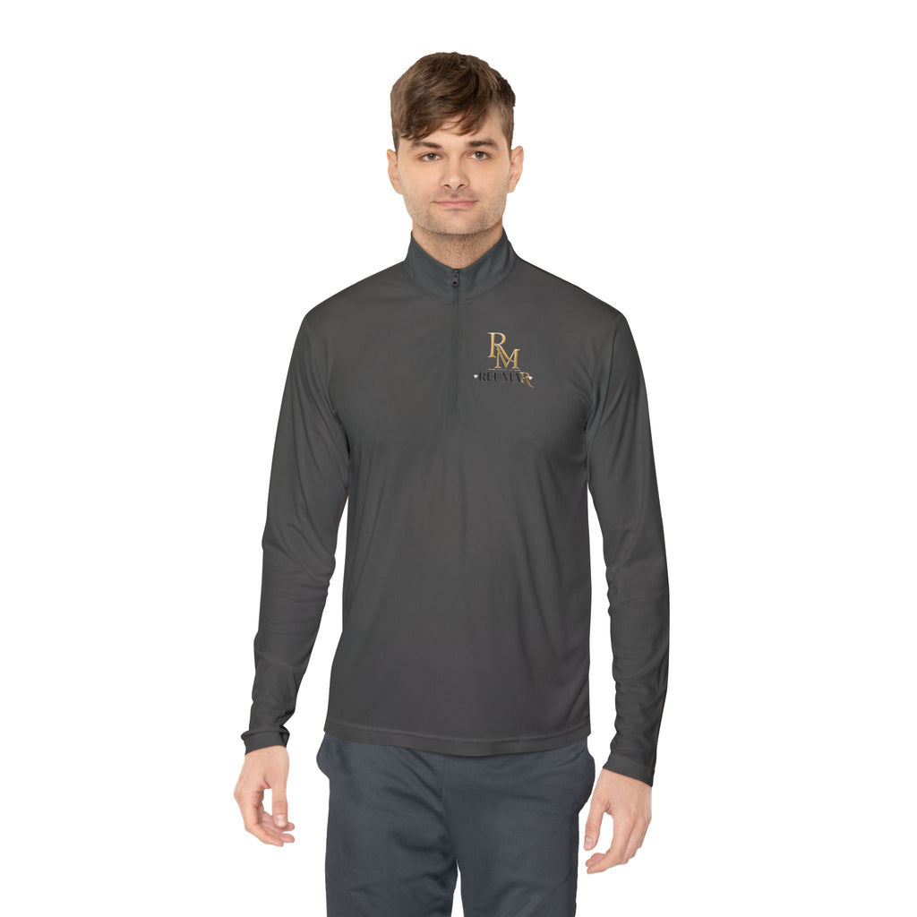 Quarter-Zip Pullover — Gold 'RM Reumar' Logo Embroidered Sweatshirt
