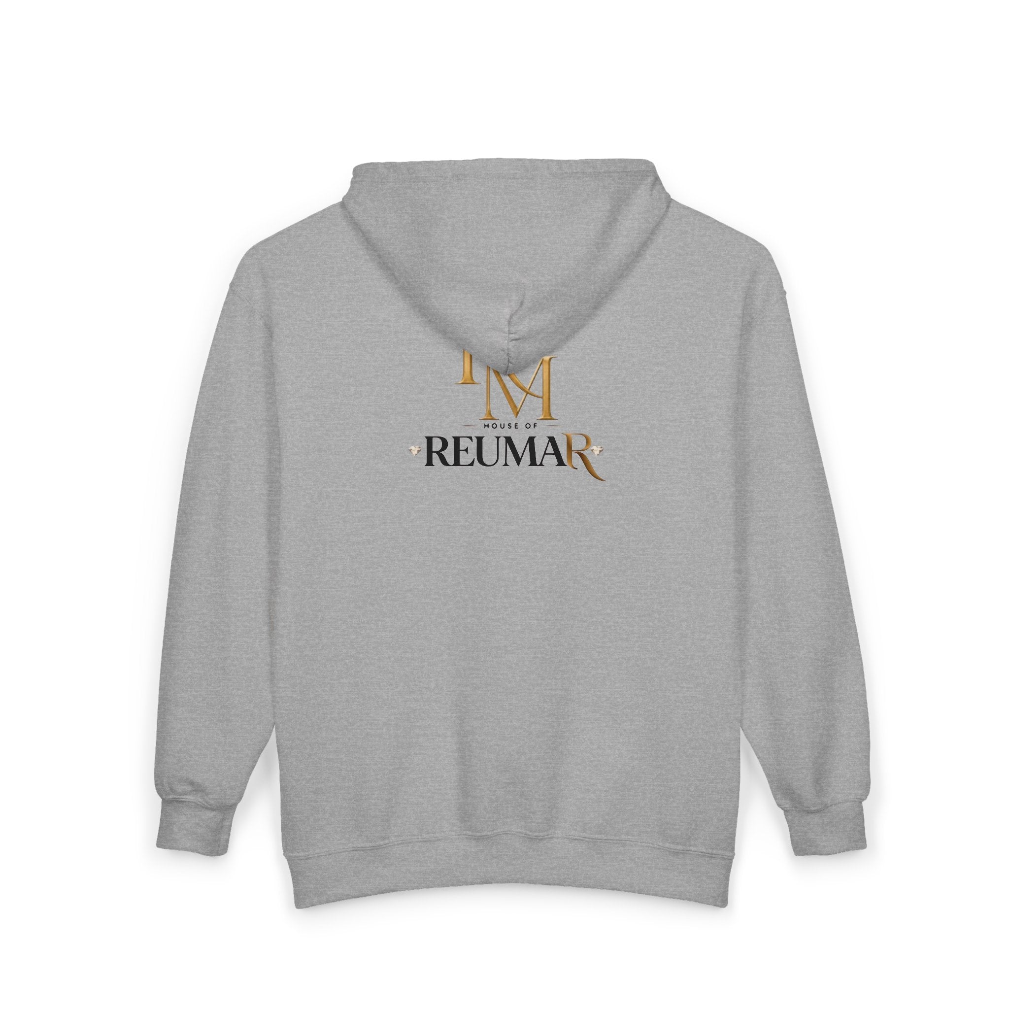 Full-Zip Hoodie — Reumar Gold Monogram Zip-Up Sweatshirt