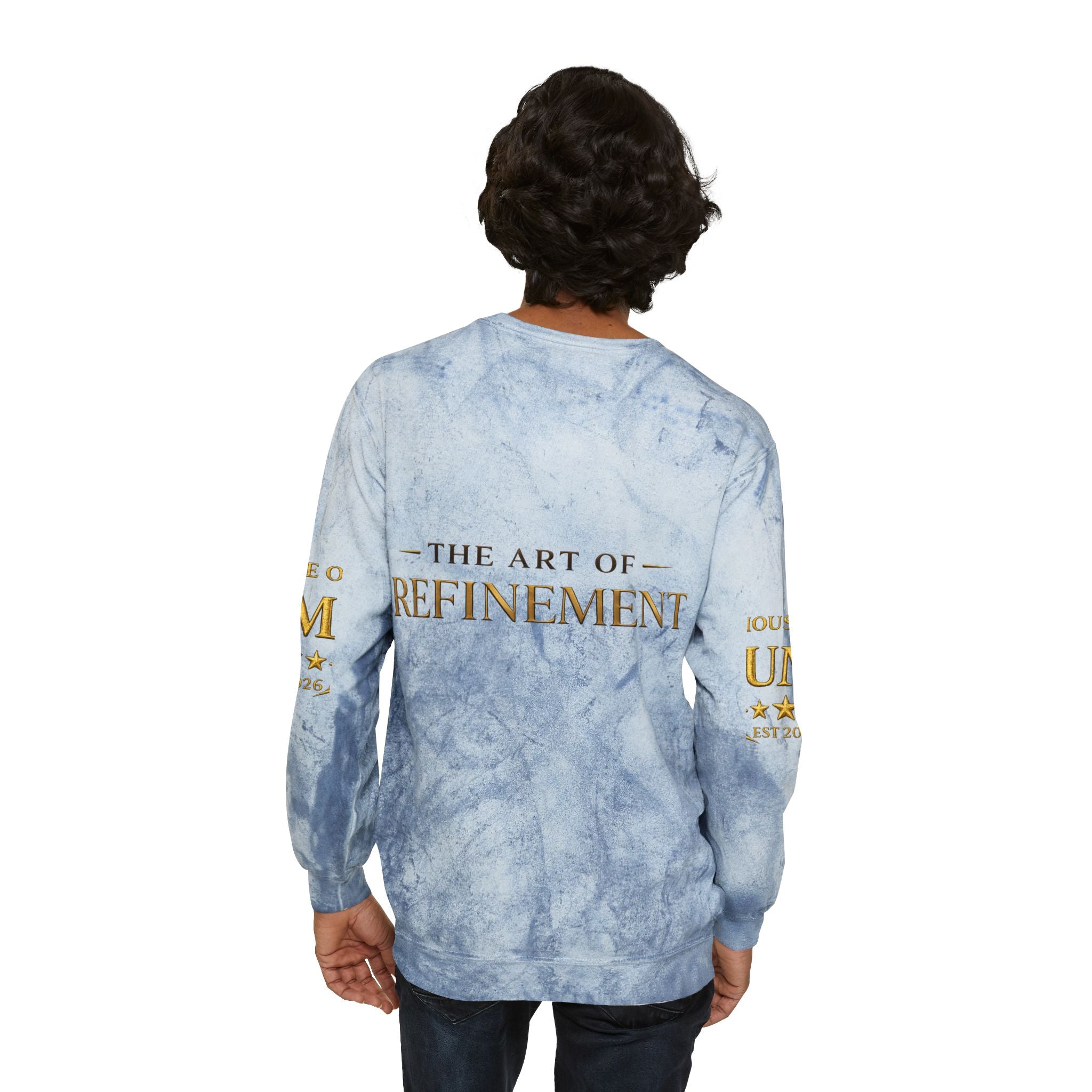 Refined Gold Tie-Dye Crewneck Sweatshirt — “REUMAR” / The Art of Refinement