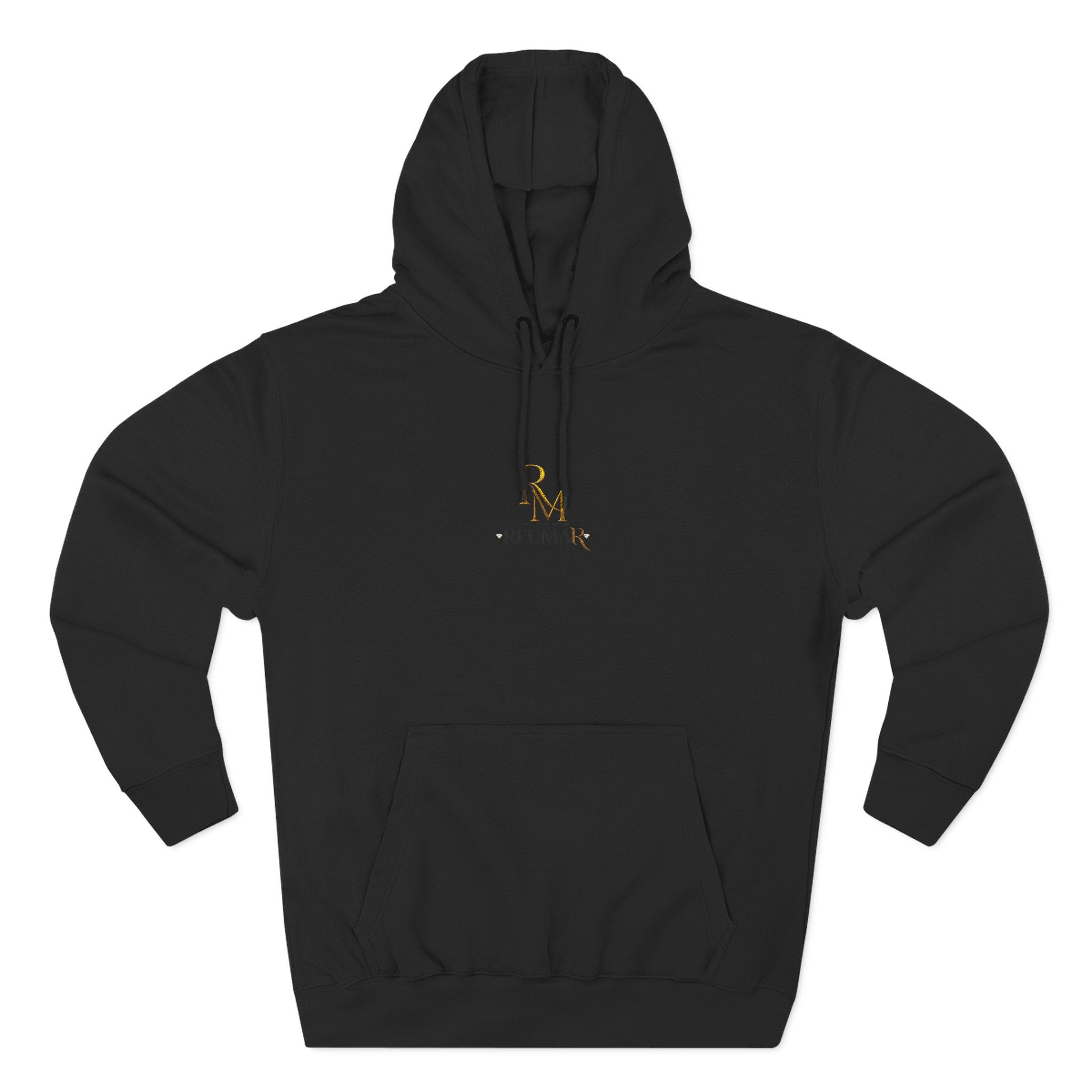Minimalist Gold Monogram Hoodie — 'RM' Chest Logo Fleece Pullover