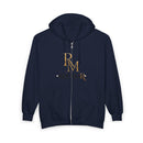 Full-Zip Hoodie — Reumar Gold Monogram Zip-Up Sweatshirt