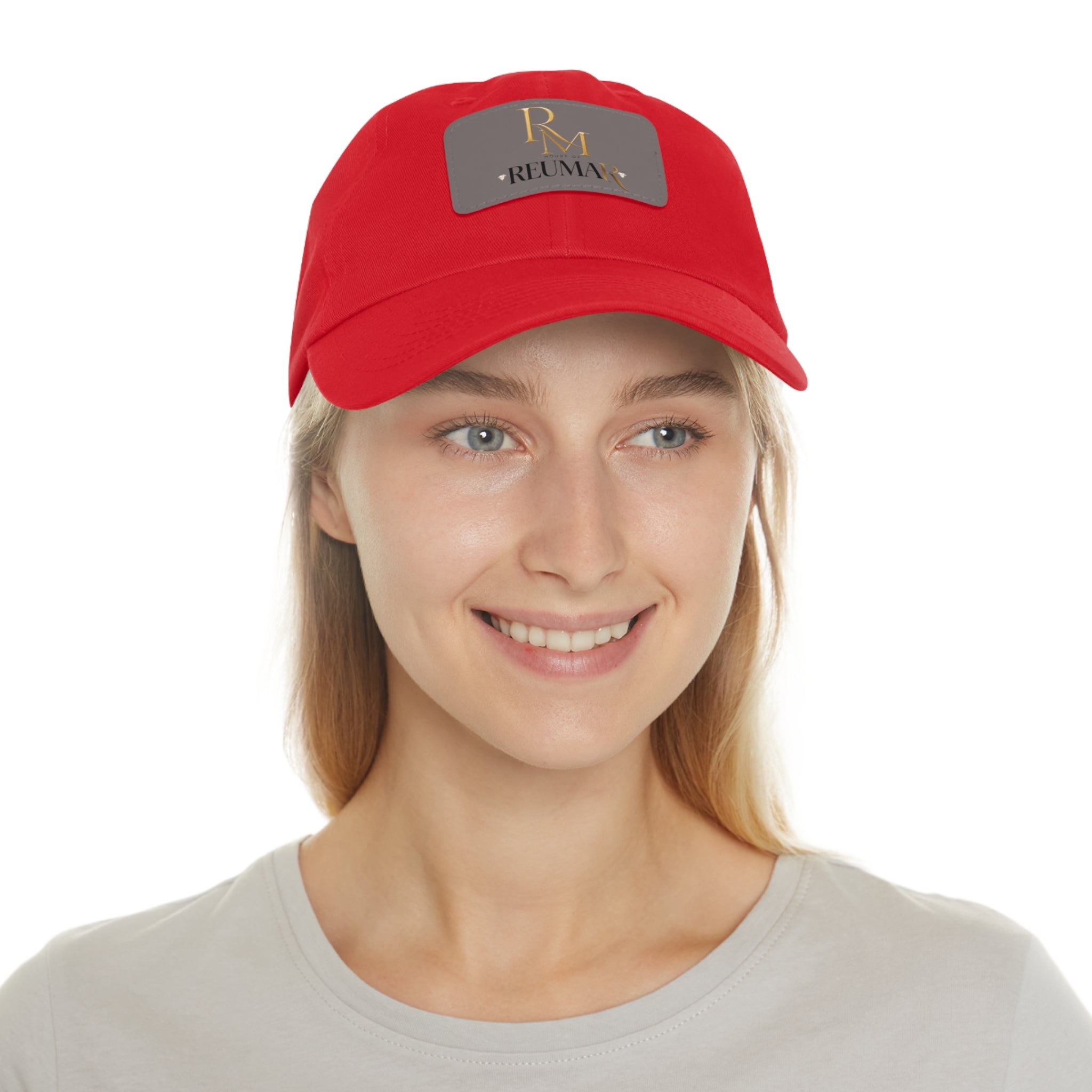 Reumar Pink Leather Patch Dad Hat
